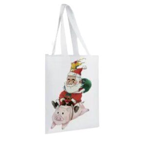Santa Riding a Pig Christmas Tote NWT